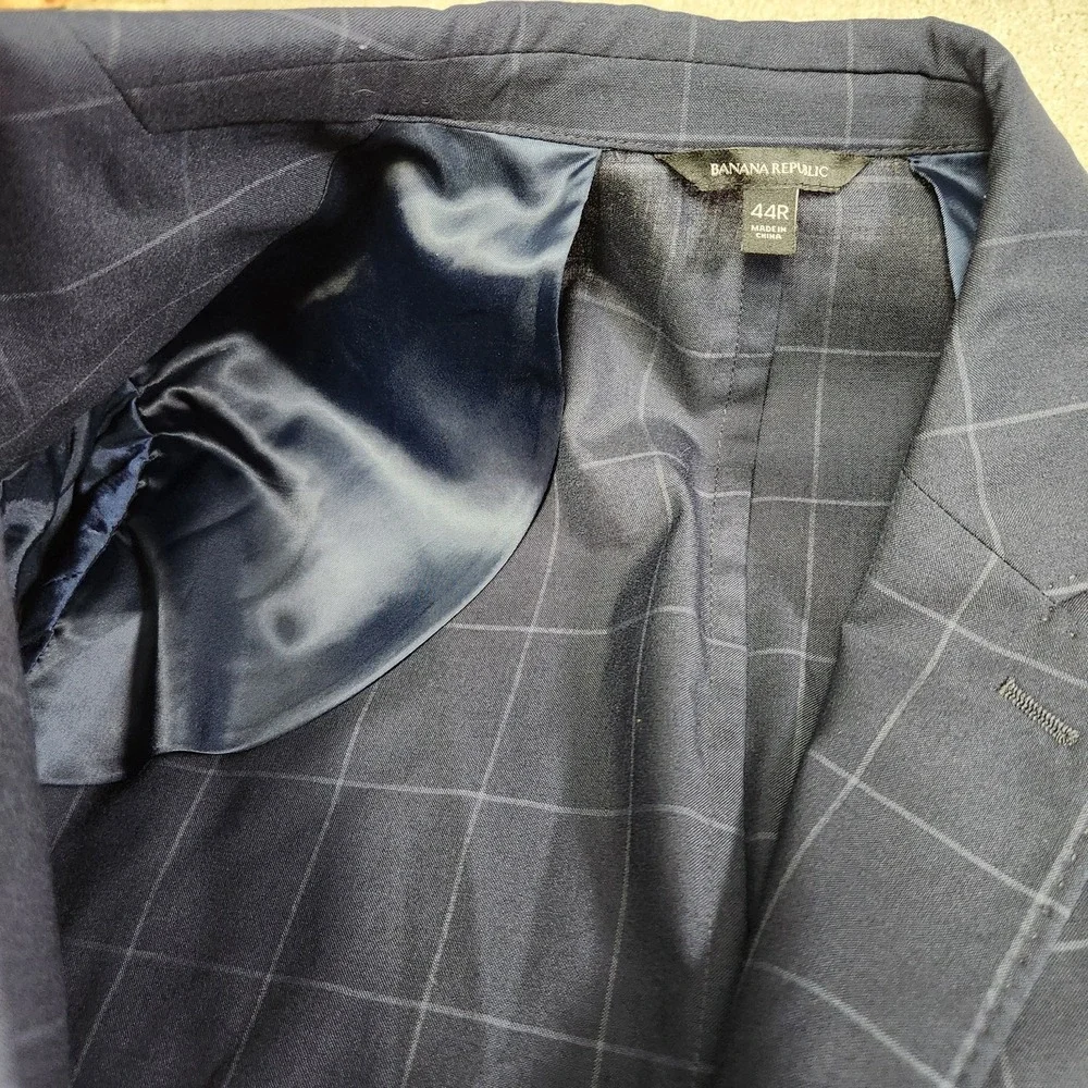 Banana Republic Blazer Men 44R Slim Fit Smart Weight Performance Wool Blend Navy